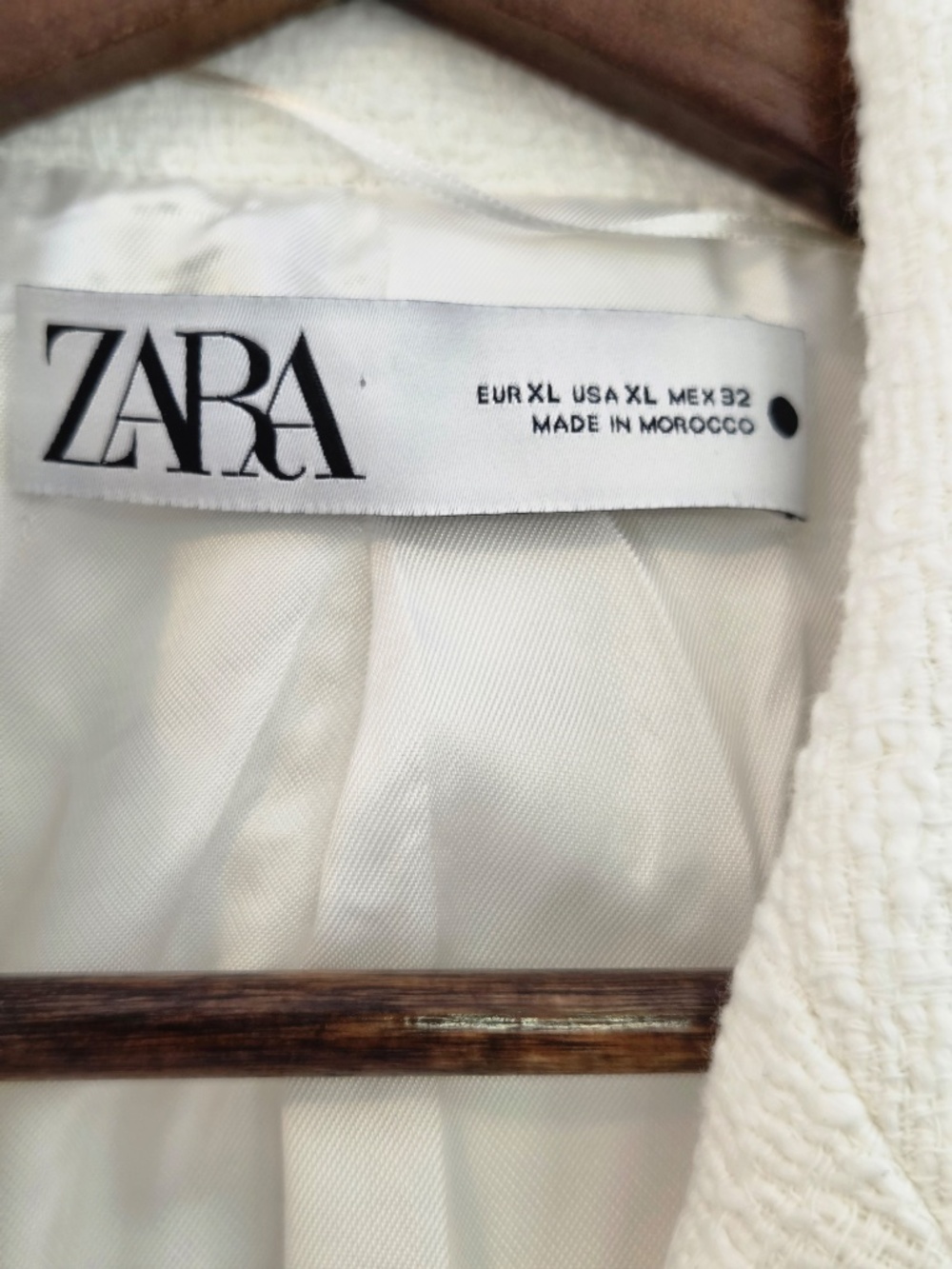 NEW Zara long line jacket/blazer XL double breasted boucle/tweed 100% Cotton - Picture 9 of 12